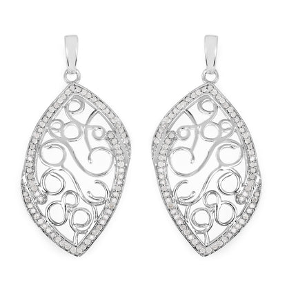 0.73 Carat Genuine White Diamond .925 Sterling Silver Earrings by Bids.com