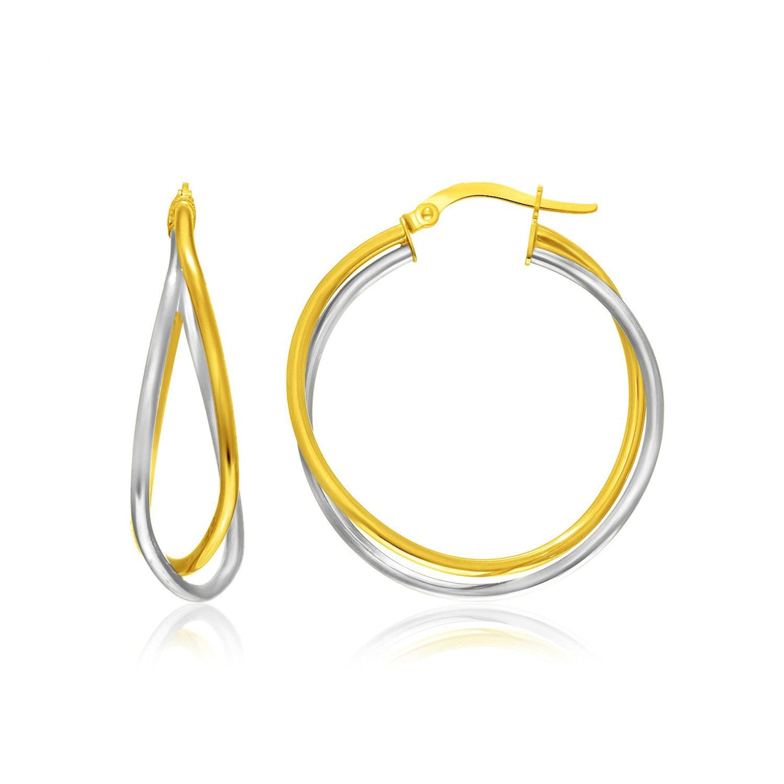 14k Two-Tone Gold Interlaced Double Row Earrings by Bids.com