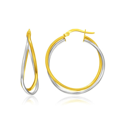 14k Two-Tone Gold Interlaced Double Row Earrings by Bids.com