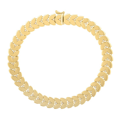 14k Yellow Gold 7 1/2 inch Laurel Leaf Bracelet with Diamond (7.40 mm) by Bids.com