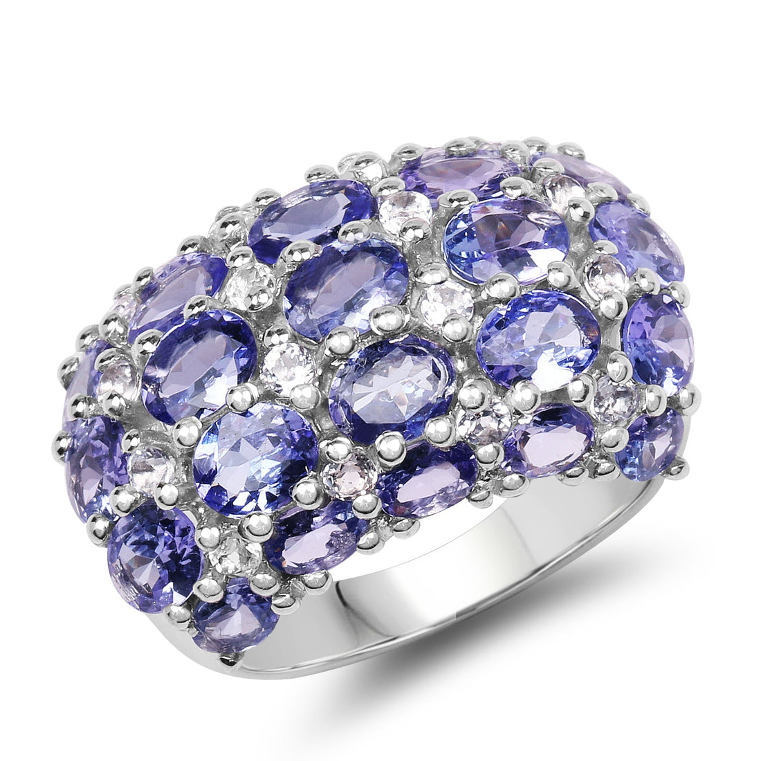 7.29 Carat Genuine Tanzanite and White Topaz .925 Sterling Silver Ring by Bids.com