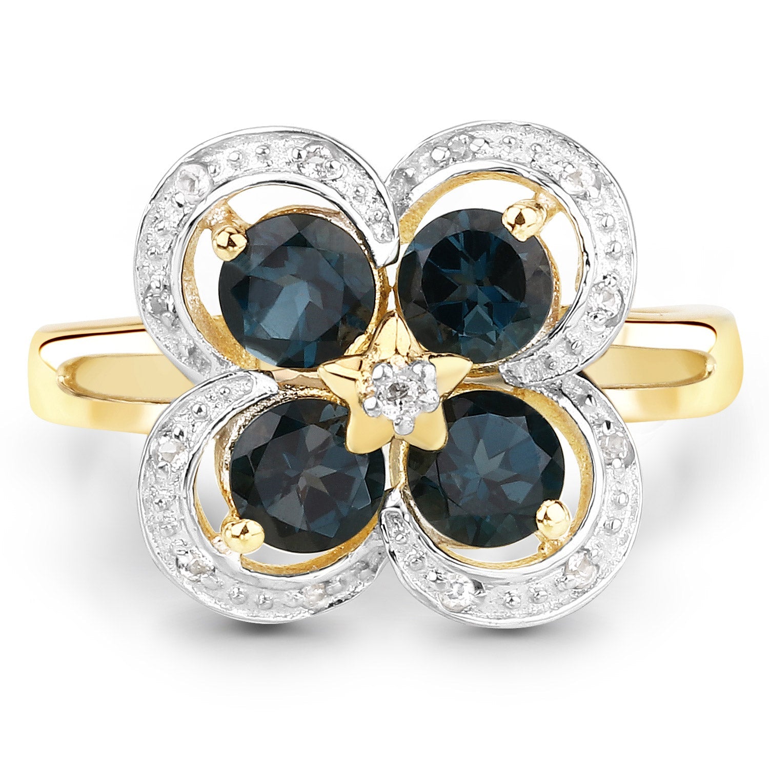 1.76 Carat Genuine London Blue Topaz and White Topaz .925 Sterling Silver Ring by Bids.com