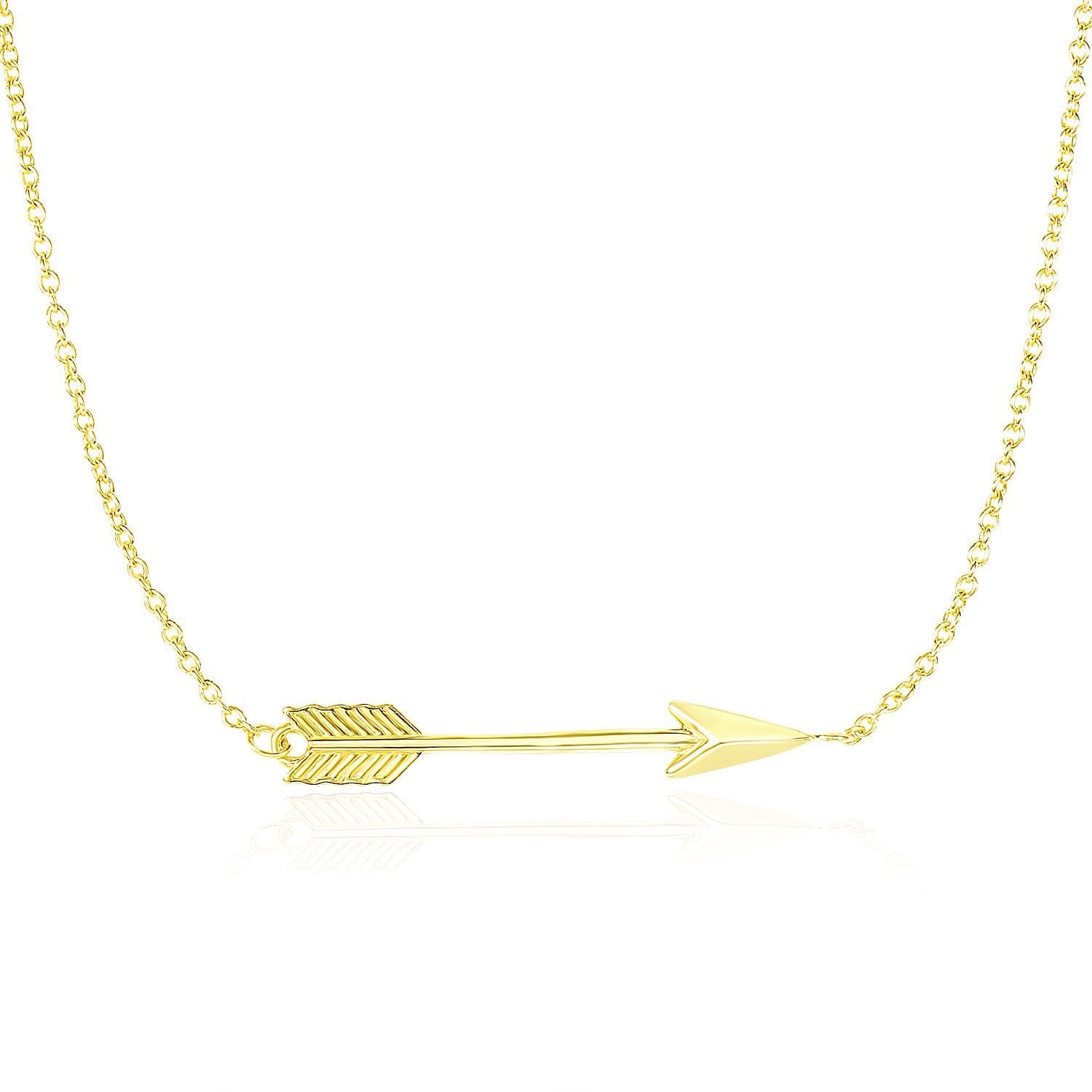 14k Yellow Gold Chain Necklace with Horizontal Arrow Pendant by Bids.com