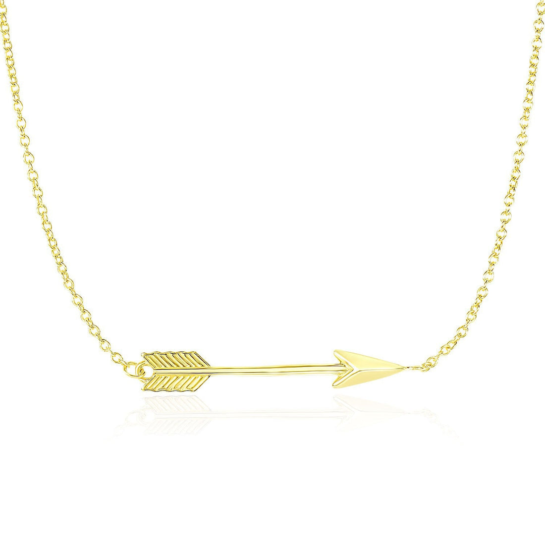 14k Yellow Gold Chain Necklace with Horizontal Arrow Pendant by Bids.com