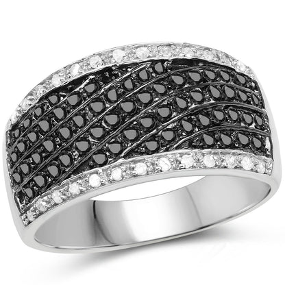 0.79 Carat Genuine Black Diamond .925 Sterling Silver Ring by Bids.com