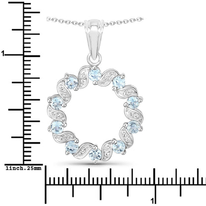 1.10 Carat Genuine Aquamarine and White Topaz .925 Sterling Silver Pendant by Bids.com