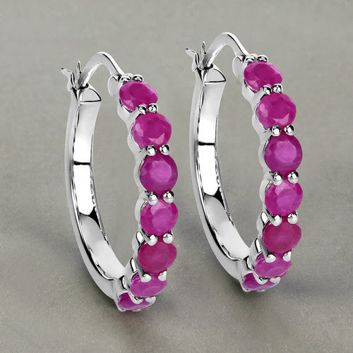 2.80 Carat Genuine Ruby .925 Sterling Silver Earrings by Bids.com