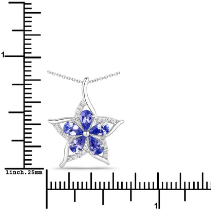 1.17 Carat Genuine Tanzanite and White Zircon .925 Sterling Silver Pendant  DestGlow