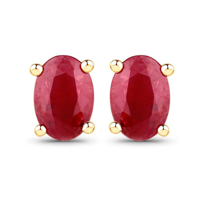 1.04 Carat Genuine Ruby 14K Yellow Gold Earrings  DestGlow