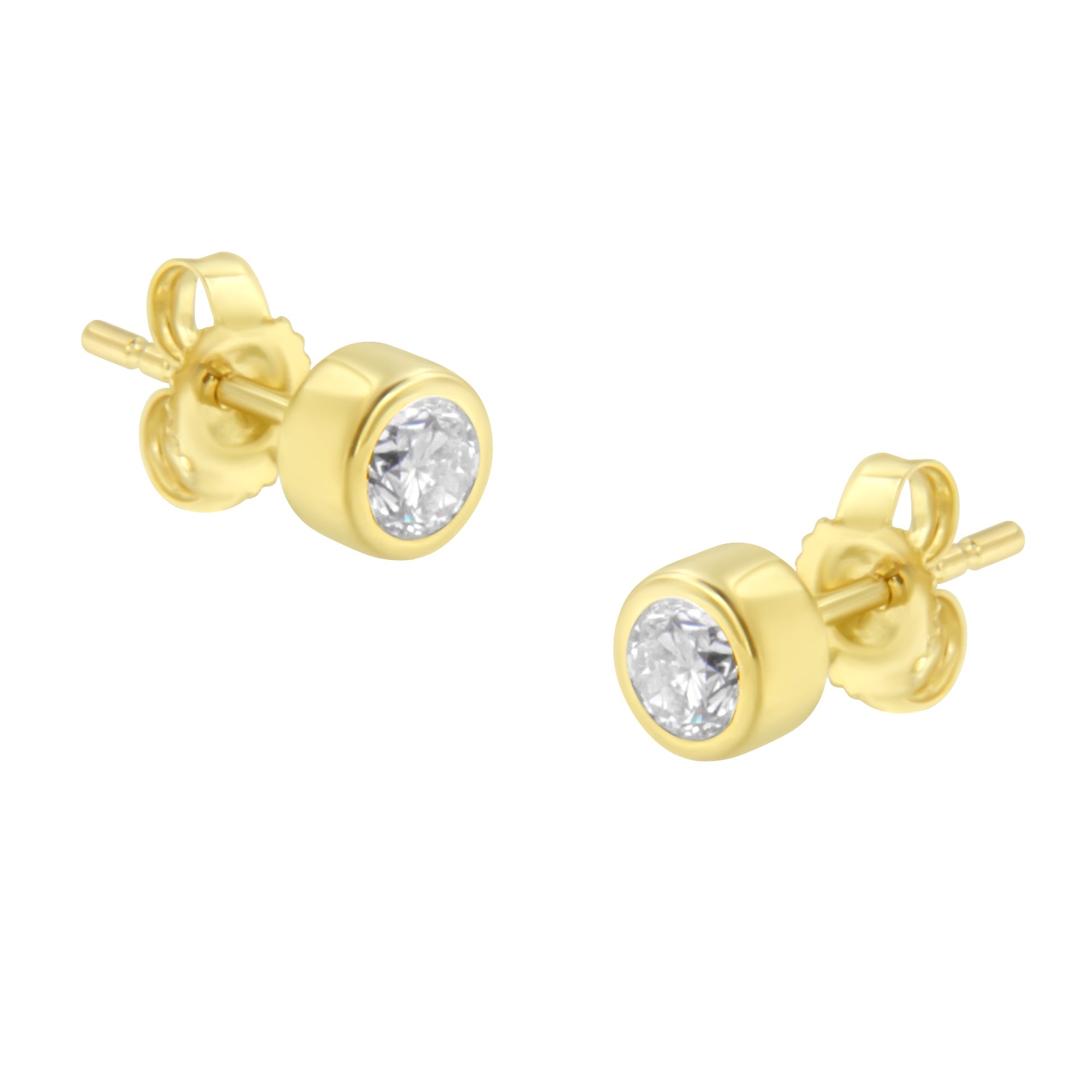 10K White Gold 0.30 Cttw Round Brilliant-Cut Near Colorless Diamond Bezel-Set Stud Earrings (H-I Color, I1-I2 Clarity) by Bids.com
