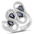 1.41 Carat Genuine Blue Sapphire and White Zircon .925 Sterling Silver Ring  DestGlow