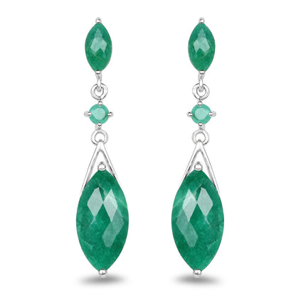 8.52 Carat Dyed Emerald &amp; Emerald .925 Sterling Silver Earrings by Bids.com