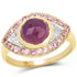 14K Yellow Gold Plated 3.02 Carat Genuine Pink Sapphire and White Topaz .925 Sterling Silver Ring by Bids.com