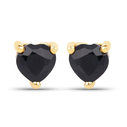 0.70 Carat Genuine Black Sapphire 14K Yellow Gold Earrings  DestGlow