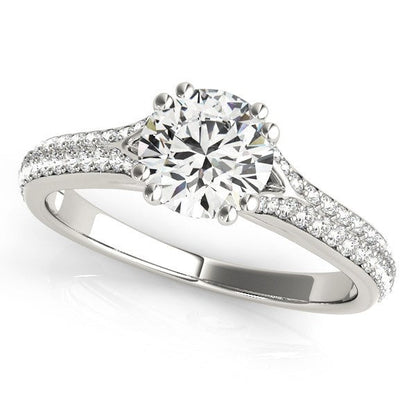 14k White Gold Double Prong Multirow Band Diamond Engagement Ring (1 1/8 cttw) by Bids.com