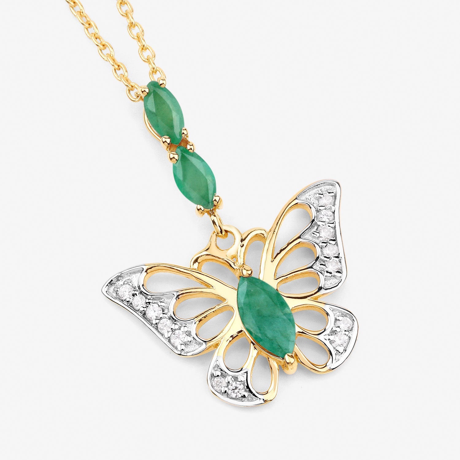 0.72 Carat Genuine Emerald and White Zircon .925 Sterling Silver Pendant by Bids.com