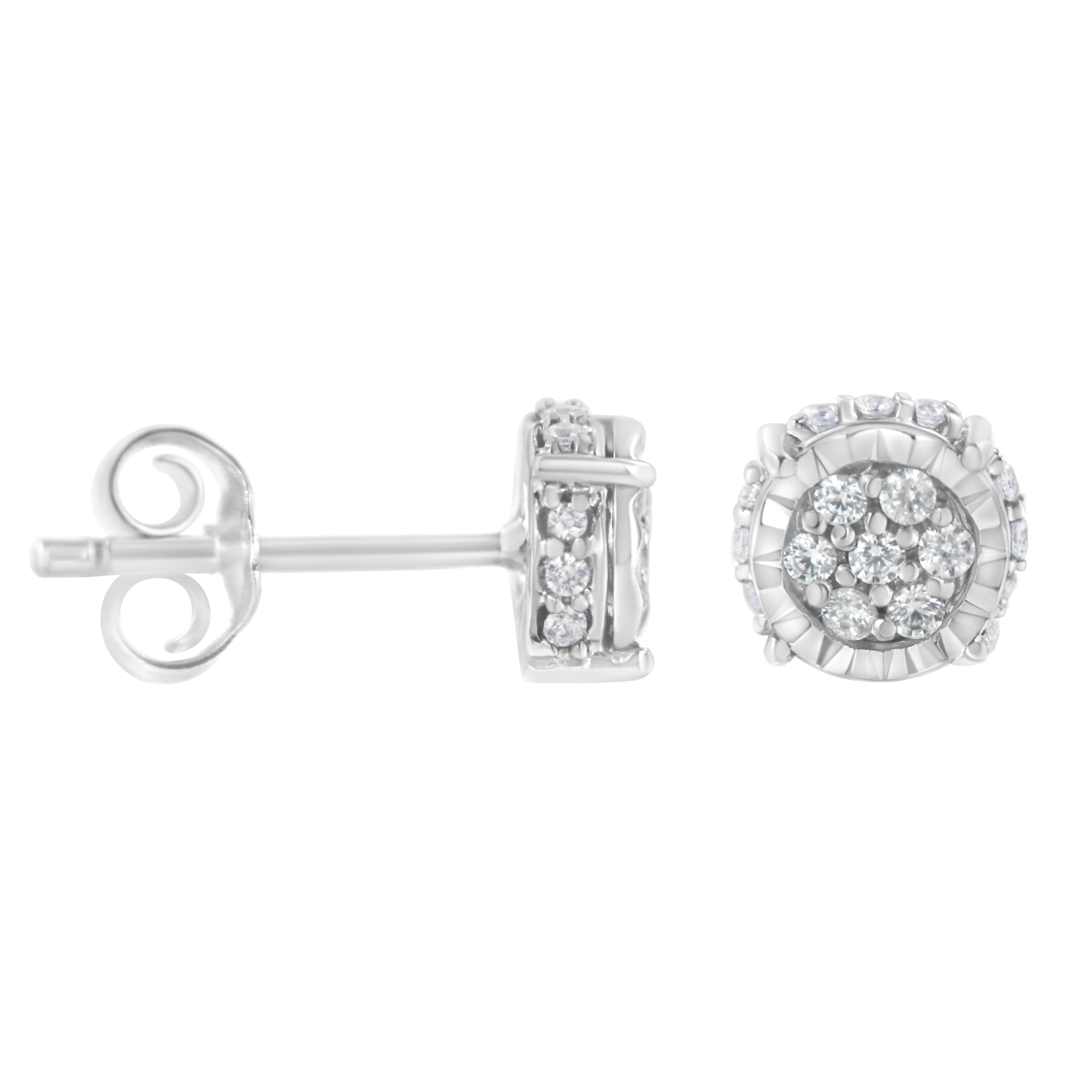 .925 Sterling Silver 1/3 cttw Round-cut Diamond Floral Stud Earring (I-J Clarity, I3 Color) by Bids.com