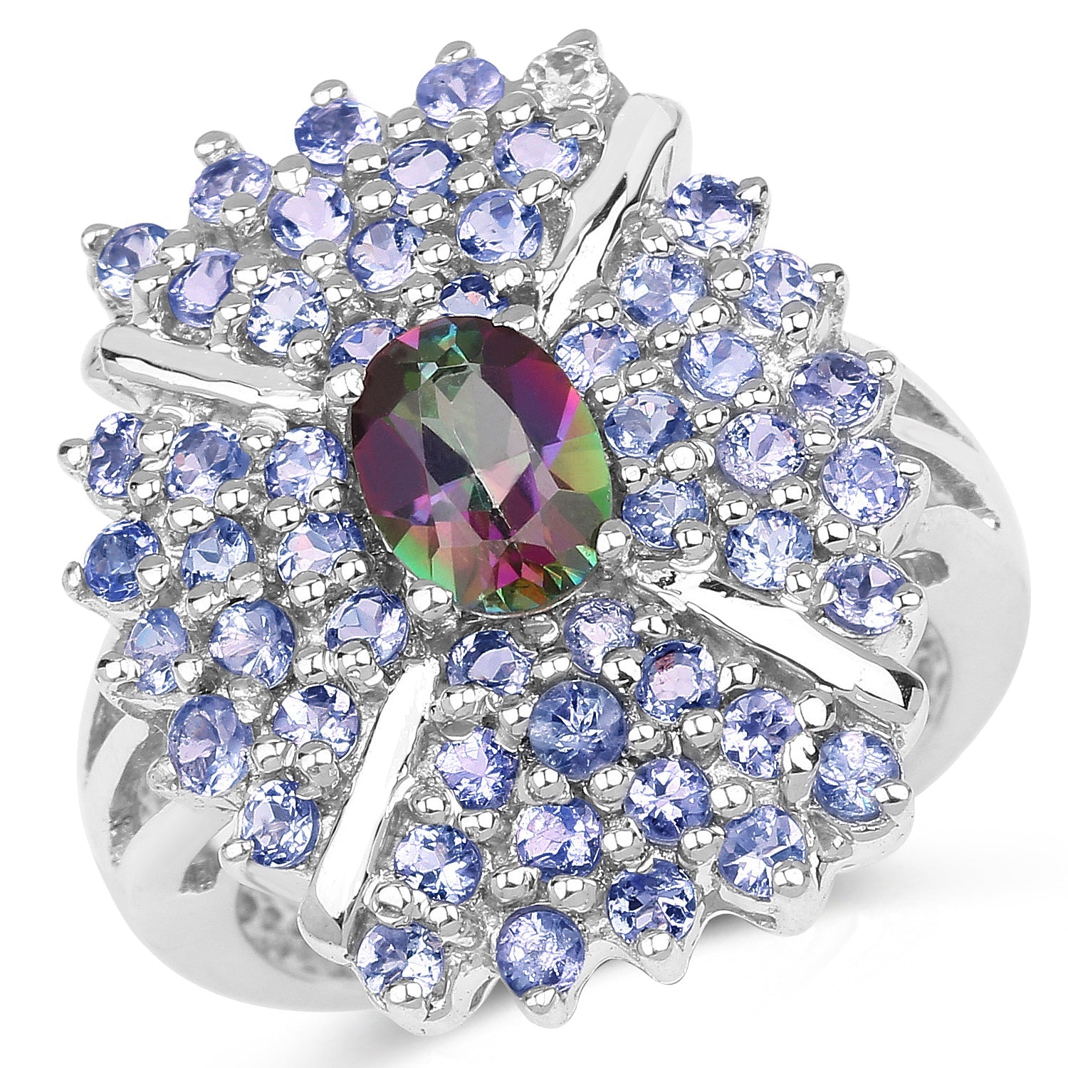 2.86 Carat Genuine Mystic Topaz and Tanzanite .925 Sterling Silver Ring by Bids.com