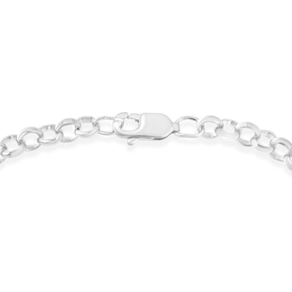 .925 Sterling Silver 1/4 Cttw Diamond-Accented Heart and Ribbon Charm 7" Link Chain Bracelet (H-I Color, I1-I2 Clarity) by Bids.com