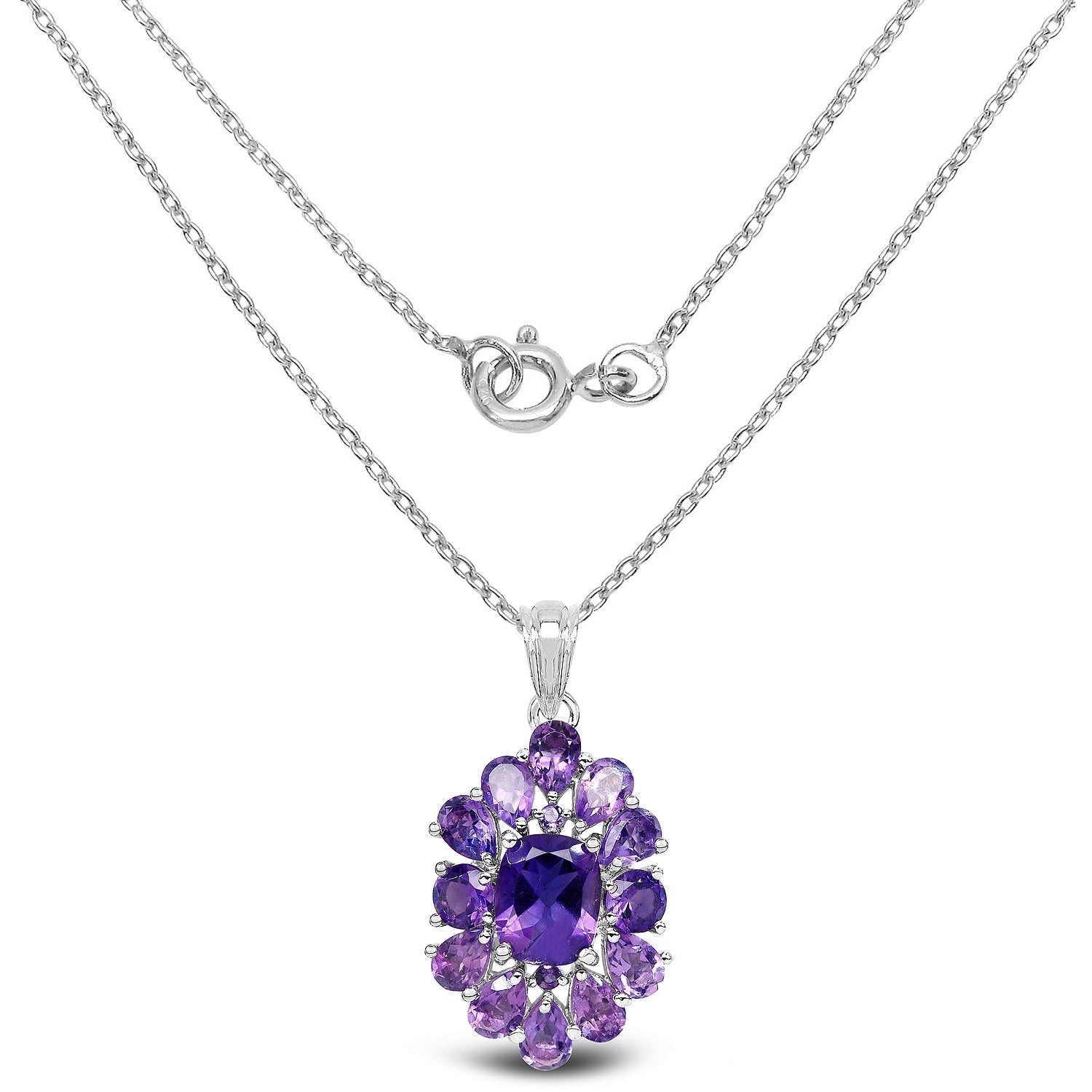 7.24 Carat Genuine Amethyst .925 Sterling Silver Pendant  DestGlow