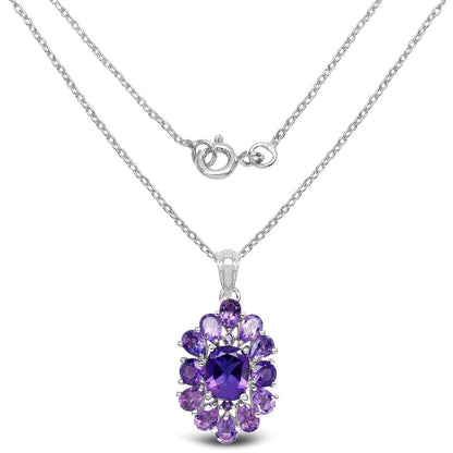 7.24 Carat Genuine Amethyst .925 Sterling Silver Pendant  DestGlow