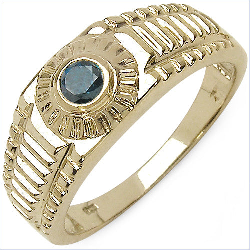 0.20 Carat Genuine Blue Diamond .925 Sterling Silver Ring by Bids.com
