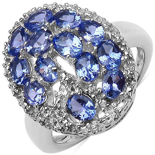 2.29 Carat Genuine Tanzanite &amp; White Topaz .925 Sterling Silver Ring by Bids.com