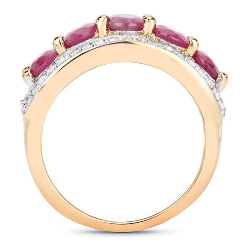 1.74 Carat Genuine Ruby and White Diamond .925 Sterling Silver Ring by Bids.com