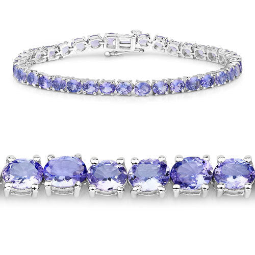 12.21 Carat Genuine Tanzanite .925 Sterling Silver Bracelet  DestGlow