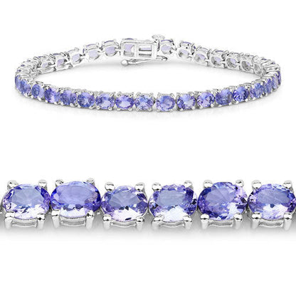 12.21 Carat Genuine Tanzanite .925 Sterling Silver Bracelet  DestGlow