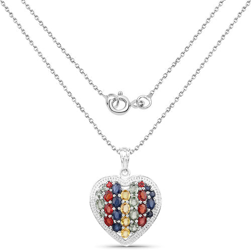 4.40 Carat Genuine Multi Stones .925 Sterling Silver Pendant by Bids.com