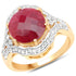 14K Yellow Gold Plated 6.91 Carat Dyed Ruby and White Topaz .925 Sterling Silver Ring by Bids.com