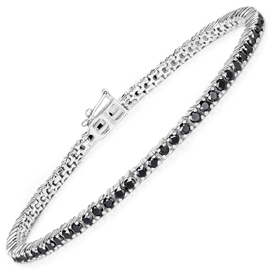 2.19 Carat Genuine Black Diamond .925 Sterling Silver Bracelet  DestGlow