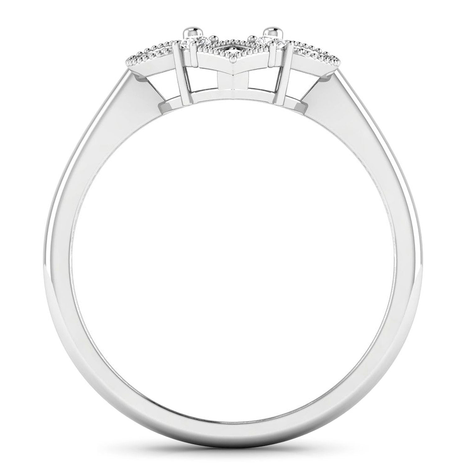 0.20 Carat Genuine White Diamond 14K White Gold Semi Mount Ring - holds 8x6mm Oval Gemstone by Bids.com