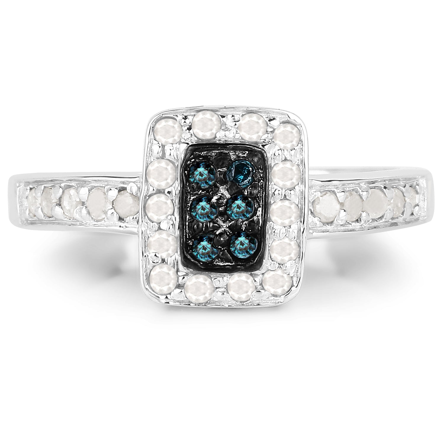 0.36 Carat Genuine Blue Diamond and White Diamond .925 Sterling Silver Ring by Bids.com