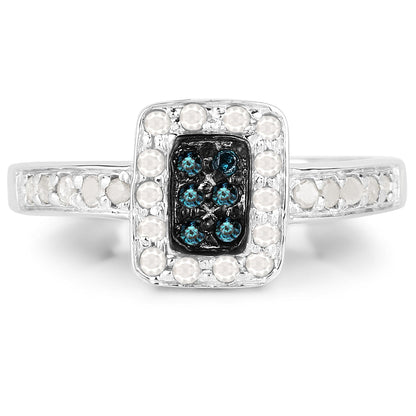 0.36 Carat Genuine Blue Diamond and White Diamond .925 Sterling Silver Ring by Bids.com