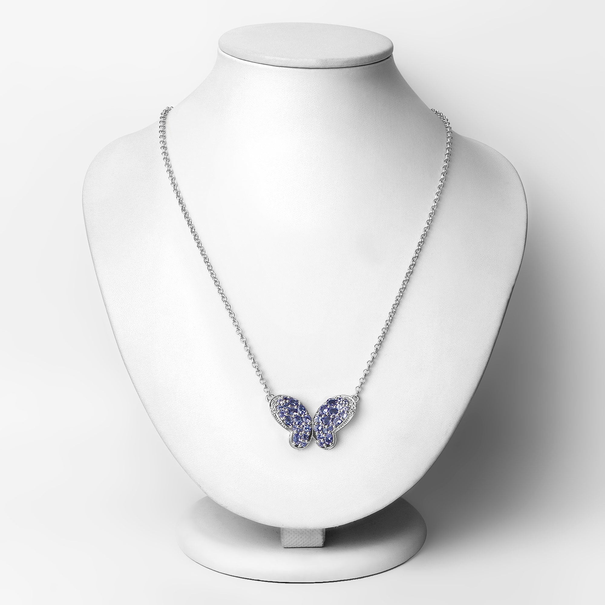 3.31 Carat Genuine Tanzanite and White Zircon .925 Sterling Silver Pendant  DestGlow