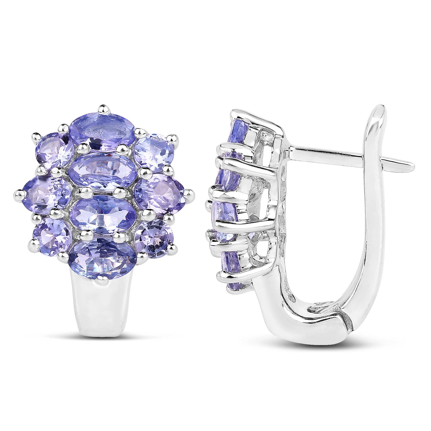 3.48 Carat Genuine Tanzanite .925 Sterling Silver Earrings by Bids.com