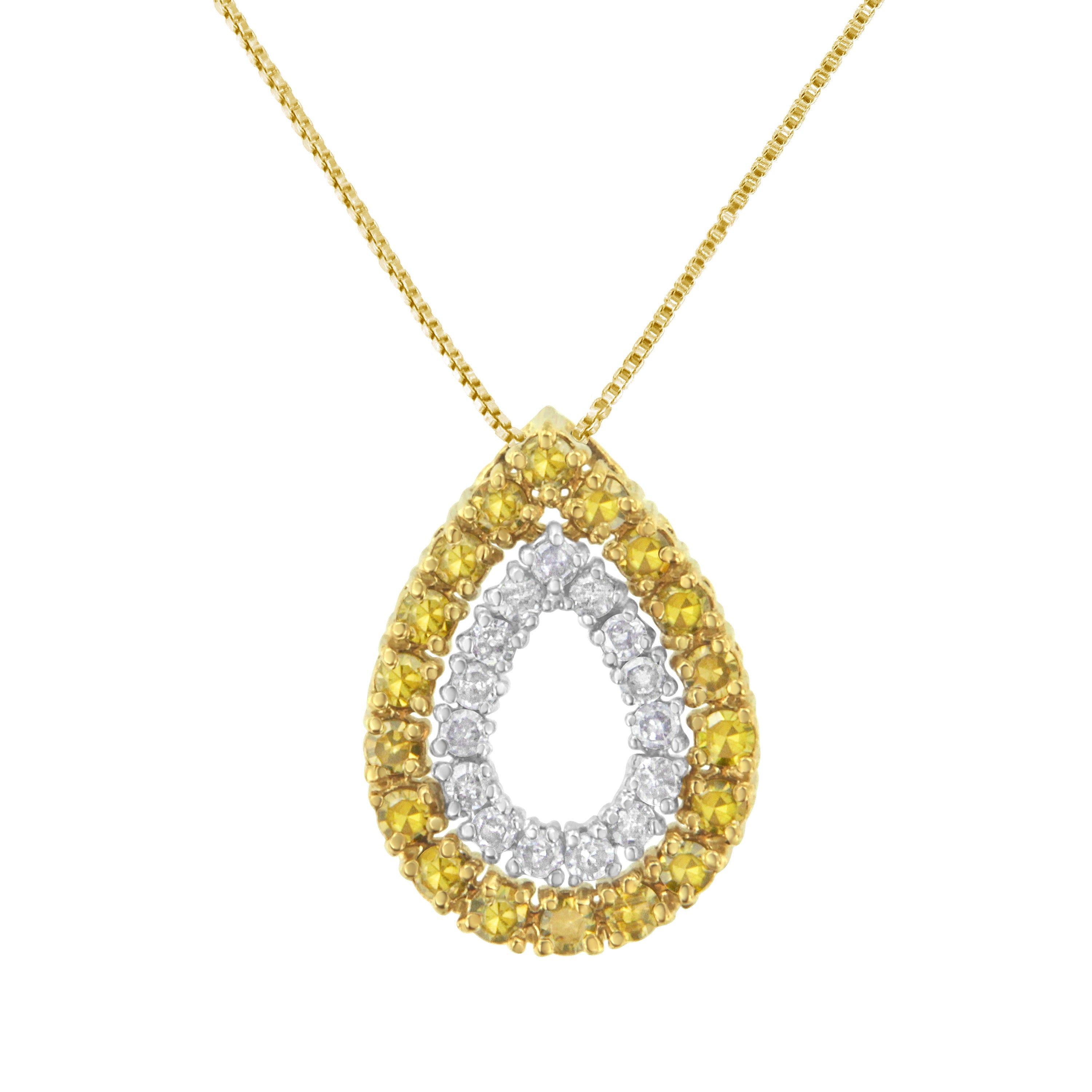 Yellow Gold Plated Sterling Silver Treated Yellow Diamond Pear Shape Pendant Necklace (1/2 cttw, Yellow Color, I2-I3 Clarity) by Bids.com