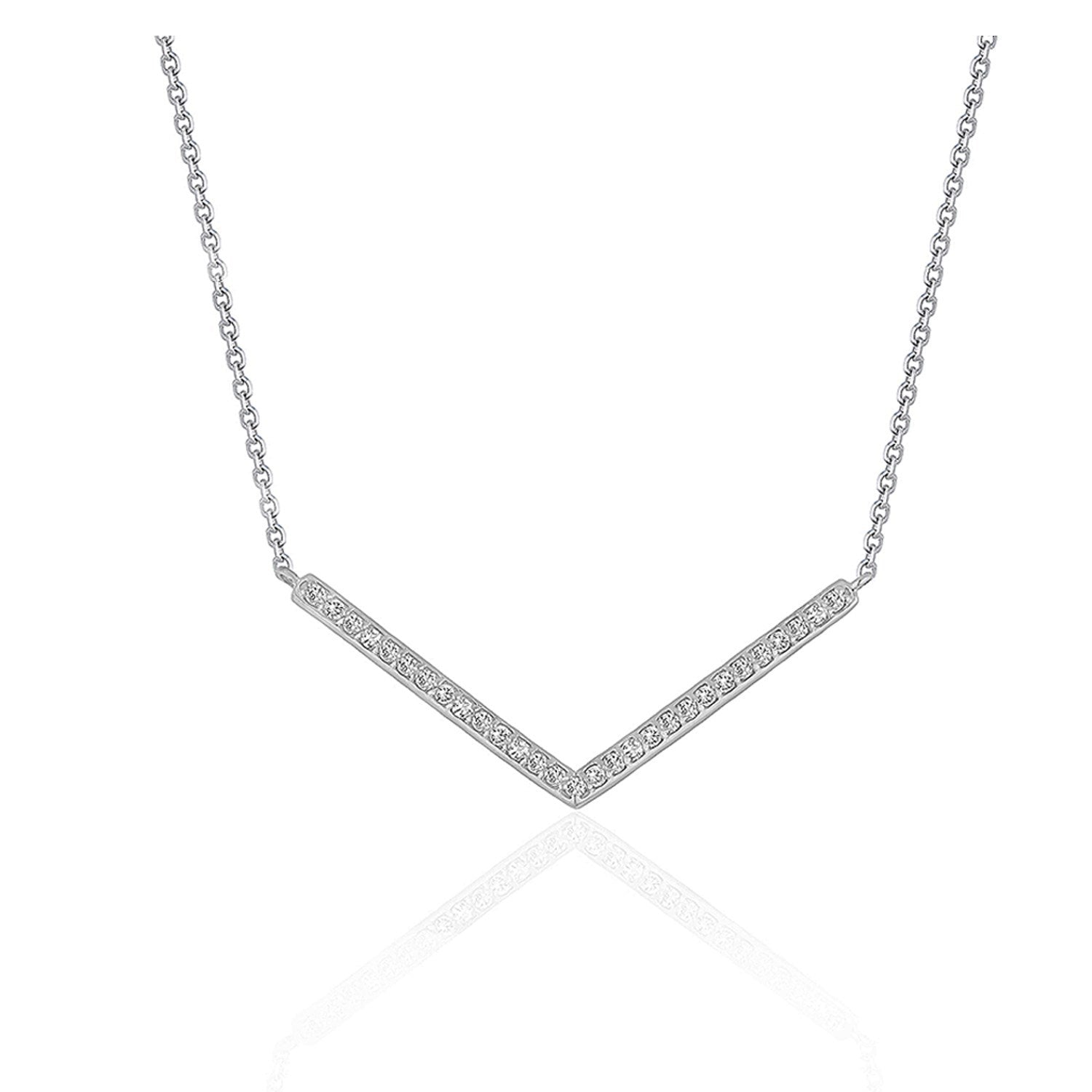 Diamond Chevron Pendant in 14k White Gold (1/3 cttw) by Bids.com