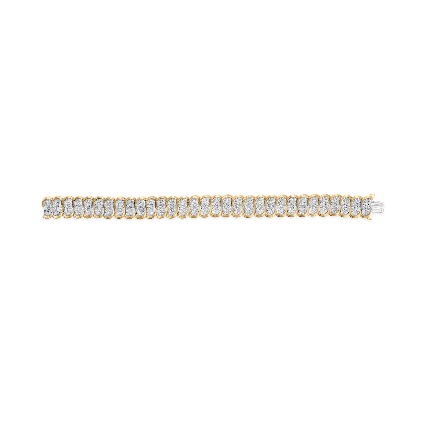 10k Yellow Gold 5.00 Cttw Diamond Oval Banded Link Bracelet (I-J Color, I1-I2 Clarity) - 7" Inches by Bids.com