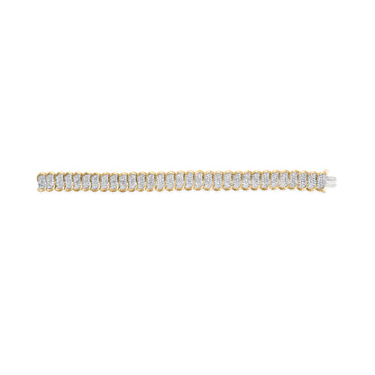 10k Yellow Gold 5.00 Cttw Diamond Oval Banded Link Bracelet (I-J Color, I1-I2 Clarity) - 7" Inches by Bids.com
