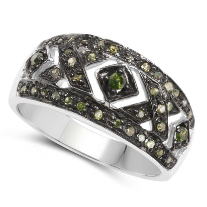 0.27 Carat Genuine Green Diamond .925 Sterling Silver Ring by Bids.com