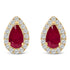 10K Yellow Gold 5X3 MM Pear-Cut Ruby and 1/7 Cttw Diamond Halo Stud Earrings (I-J Color, I1-I2 Clarity) by Bids.com