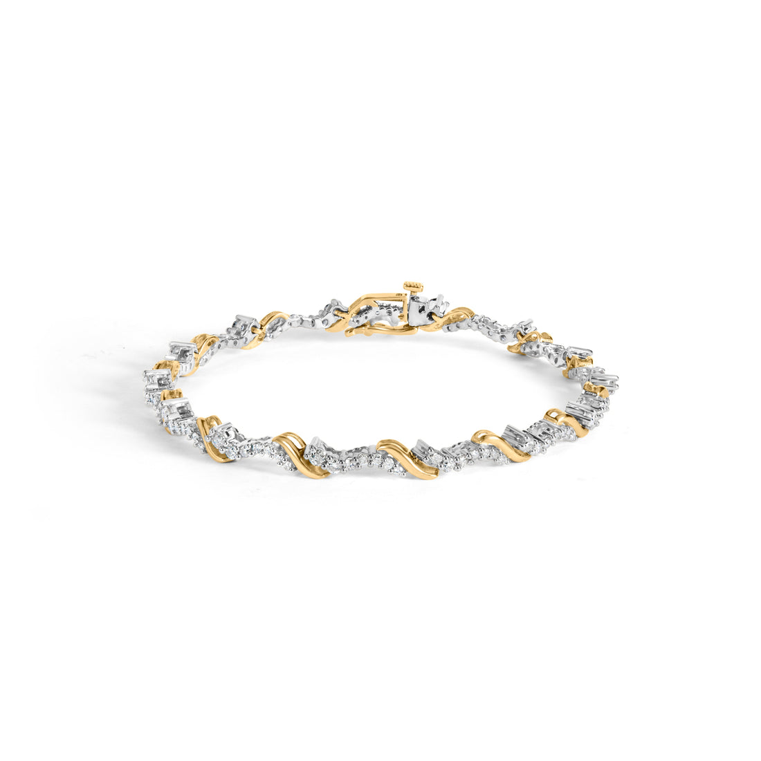10K Yellow and White Gold 2.00 Cttw Diamond "S" Link 7" Bracelet (H-I Color, I2-I3 Clarity) by Bids.com