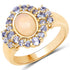 14K Yellow Gold Plated 1.74 Carat Genuine Ethiopian Opal and Tanzanite .925 Sterling Silver Ring by Bids.com