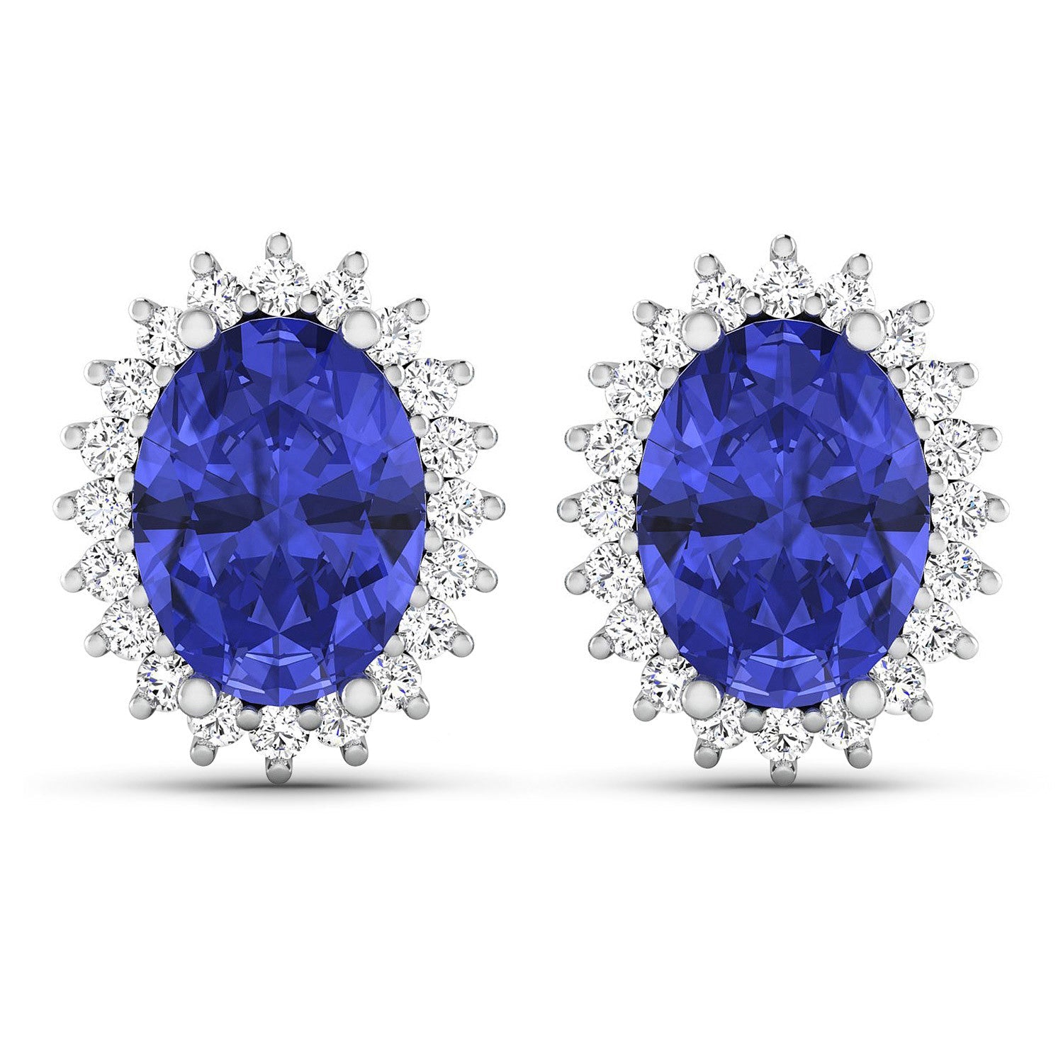 2.56 Carat Genuine Tanzanite and White Diamond 14K White Gold Earrings by Bids.com