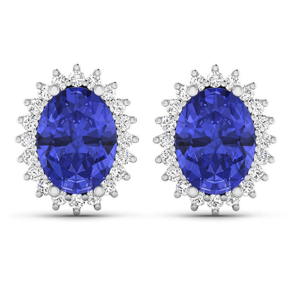 2.56 Carat Genuine Tanzanite and White Diamond 14K White Gold Earrings by Bids.com