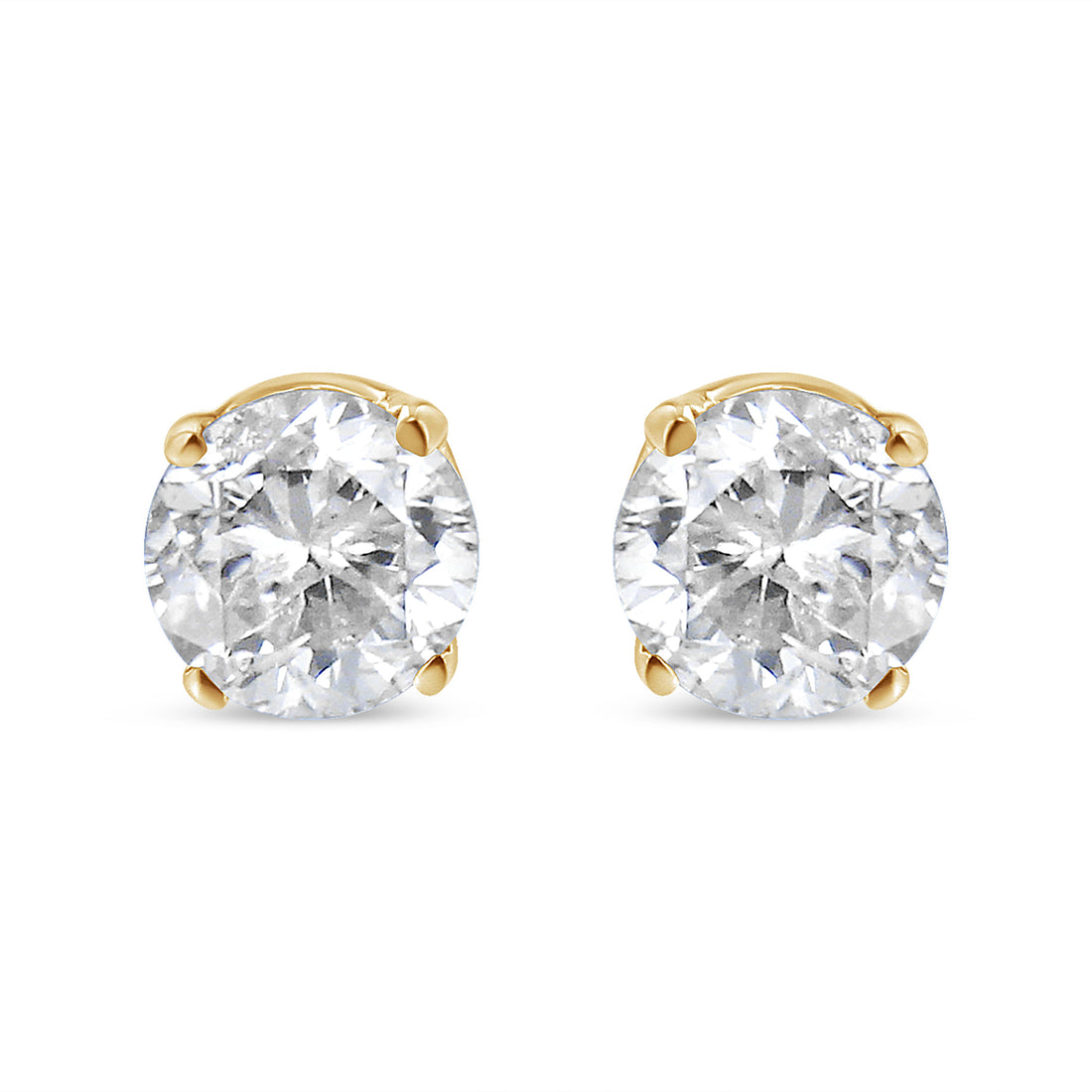 AGS Certified 14K Yellow Gold 1/2 Cttw 4 Prong Set Brilliant Round-Cut Solitaire Diamond Push Back Stud Earrings (O-P, Color, SI2-I1 Clarity) by Bids.com