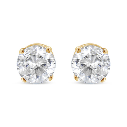 14K Yellow Gold 1/2 Cttw Round-Cut Diamond Solitaire Stud Earrings (O-P Color, SI2-I1 Clarity) by Bids.com